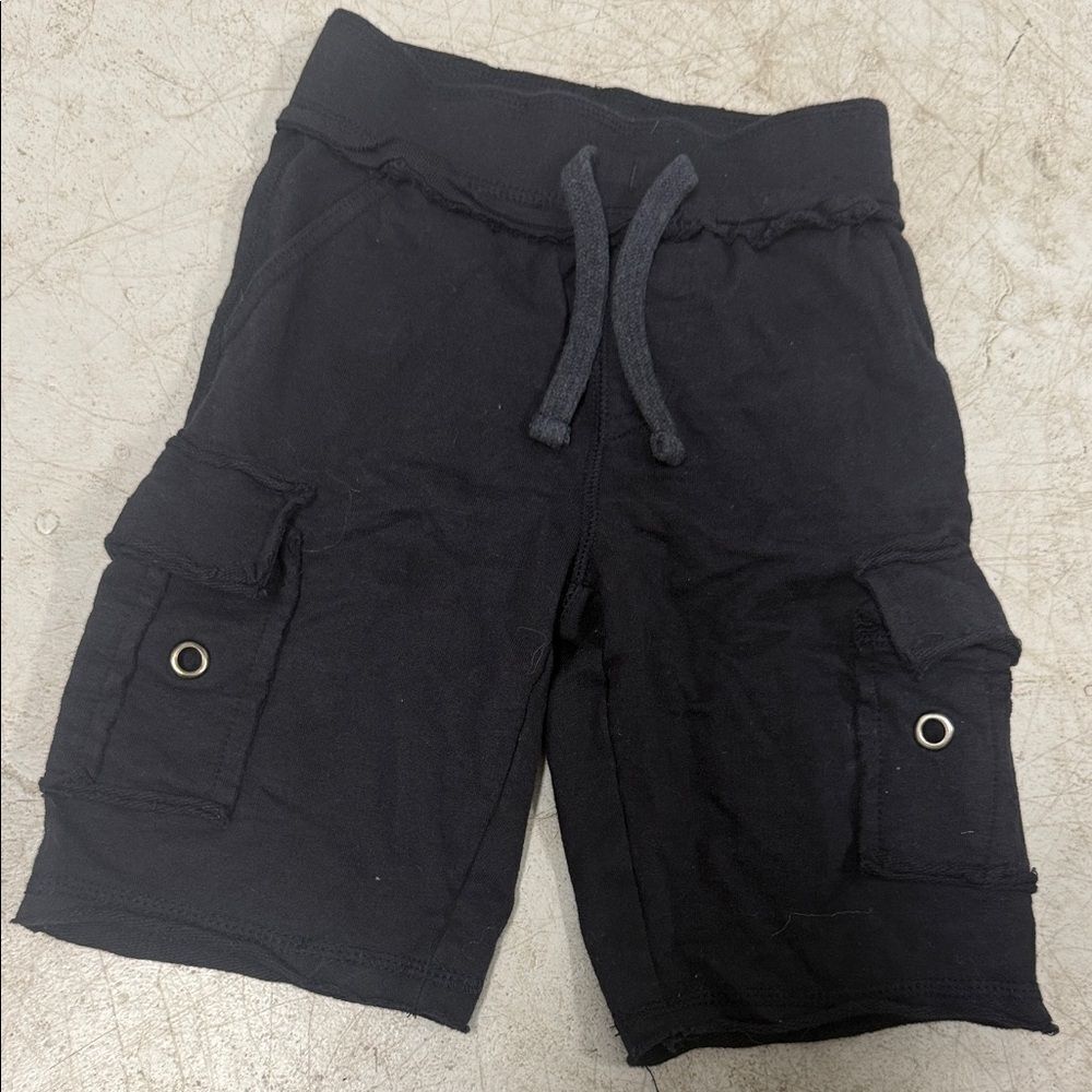 Black Cargo Shorts with Drawstring Sweat Shorts Size 4 LIKE NEW